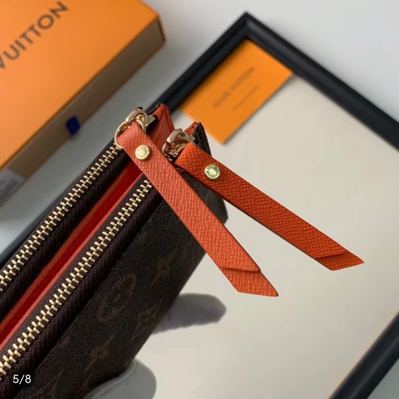 Orange double zipper wallet - Picture 5 of 7